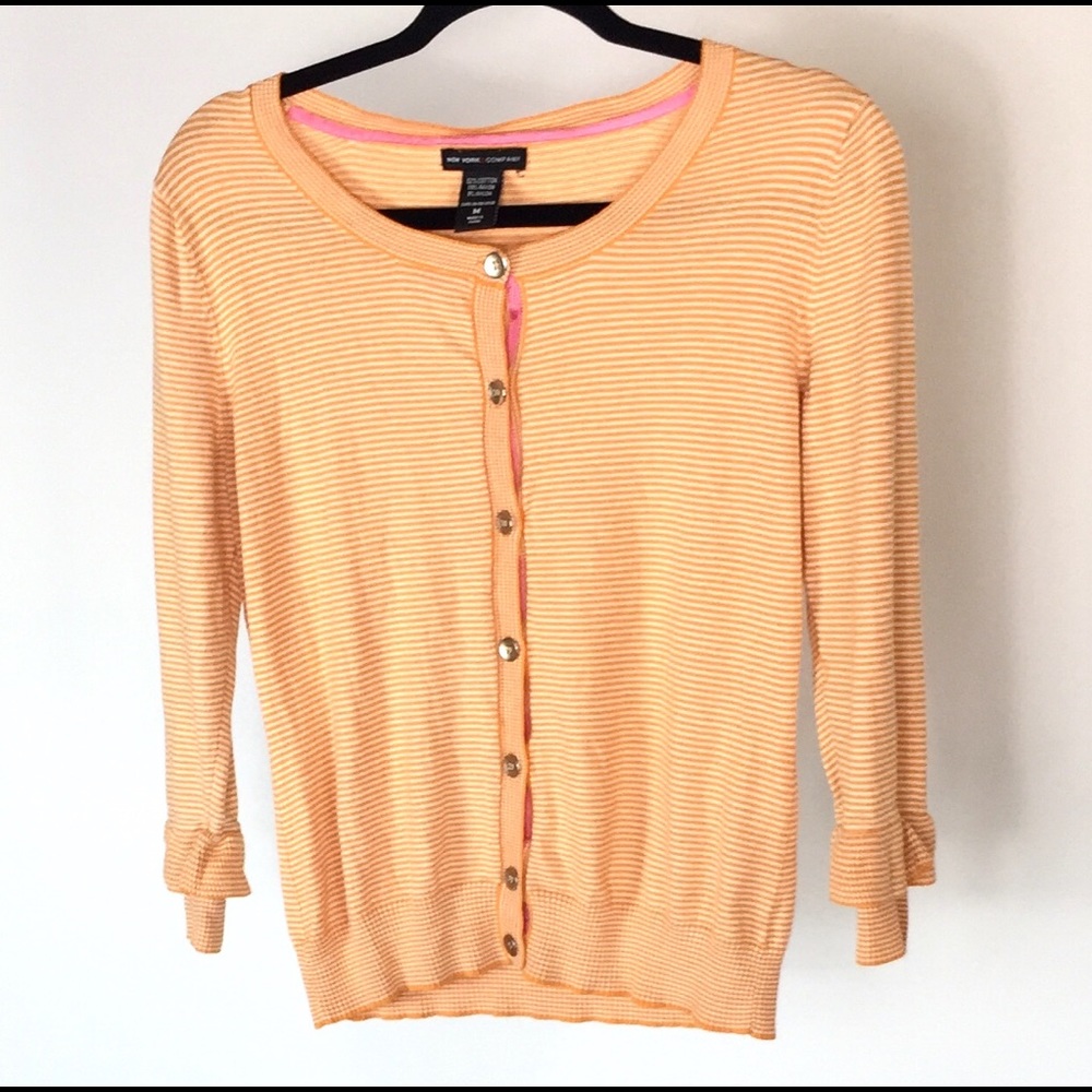 New York & Company Ruffle Sleeve Cardigan Size M